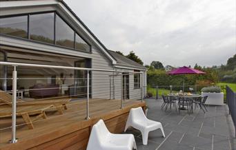 Enclosed patio area at Ty Isaf, Tresaith
