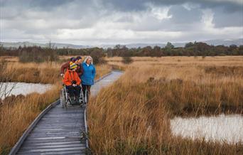 The Cors Caron Walk includes an accessible boardwalk over the huge bog