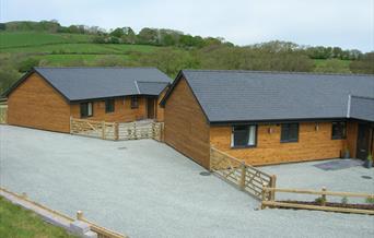 Entrance to both Lodges which are brand new for 2019 and graded 5 star by Visit Wales.  These luxury lodges will sleep up to 6 guests each in 3 bedroo