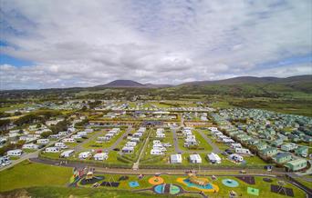 Arial photo of the touring park and play area