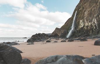 Tresaith Beach Waterfall