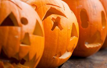 Three carved pumpkins