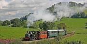 Steaming through Mid Wales countryside on the W&LLR