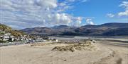 The dunes on Barmouth Beach on a sunny day