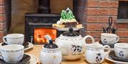 Tea set at Felin Gogoyan self catering cottage Tregaron Wales