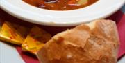 Homemade Vegetable Goulash with crusty bread served in the Corris Café at Corris Craft Centre in Mid Wales