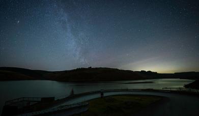 The Milky Way over Llyn Brianne reservoir on a clear night
