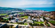 Aberystwyth University -Penglais Campus, looking towards the sea on a sunny day