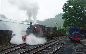 Corris Railway Loco in steam at Maespoeth