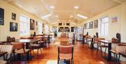 The light and cosy interior of Cafe Cledrau at Aberystwyth station