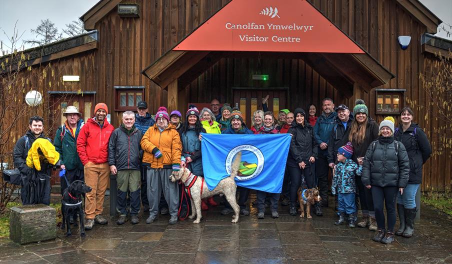 A group of outdoor enthusiasts at a Walking the Brecon Beacons event.