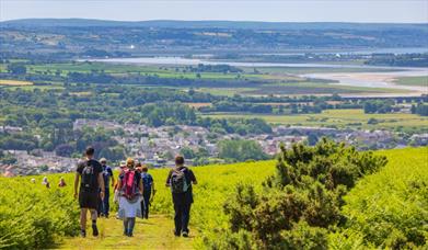 Descending Graig Fawr towards Pontarddulais with the M4 bridge over the River Loughor in the distance