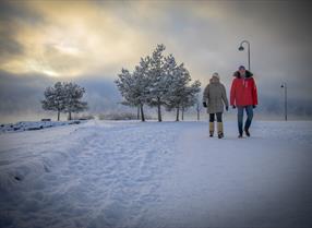 Strandpromenaden vinter gå