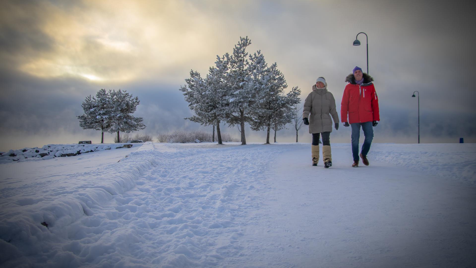 Strandpromenaden vinter gå