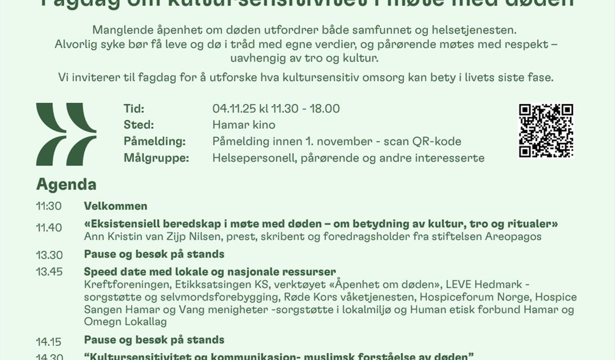 Program for fagdag om kultursensitivitet I møte med døden