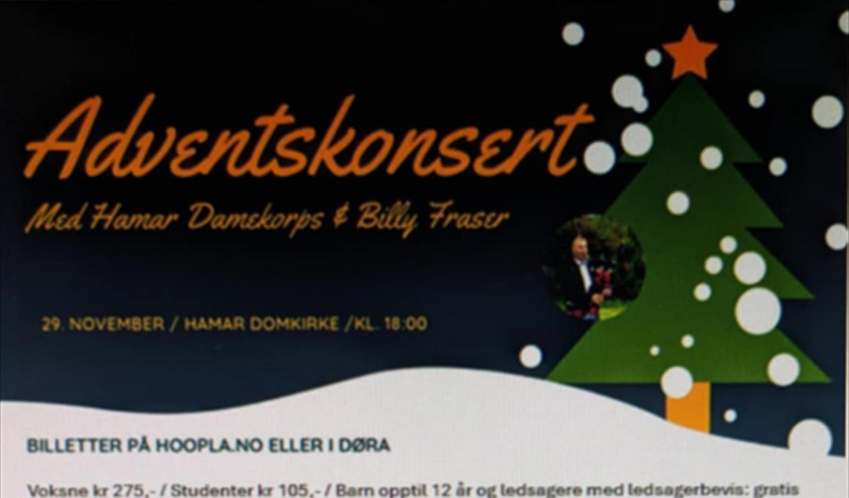 Adventskonsert med Hamar Damekorps og Billy Fraser