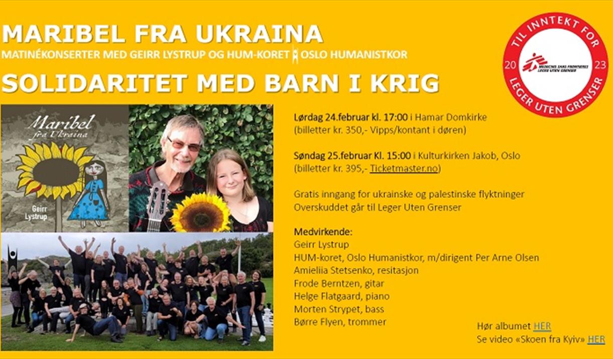 "Maribel fra Ukraina" - matinékonsert med Geirr Lystrup og Oslo humanistkor
