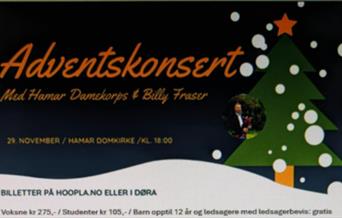 Adventskonsert med Hamar Damekorps og Billy Fraser