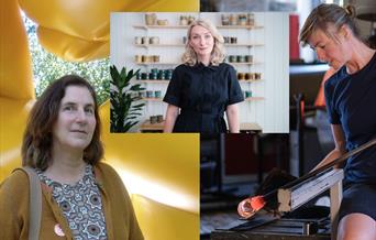 Glasskunstner Kari Mølstad, maler Mona Grini og keramiker Sissel Wathne stiller ut i Hamar Kunstforening