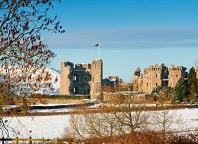 Raglan Castle in the snow