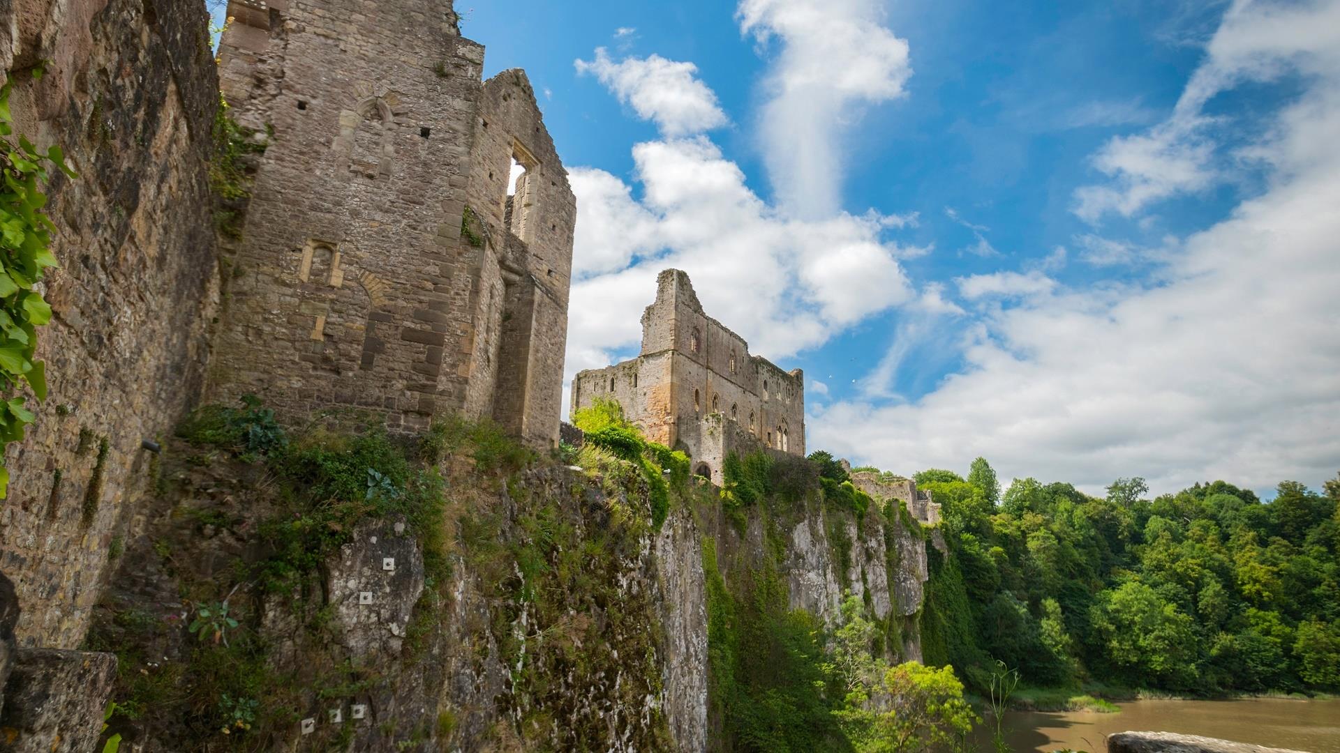 Chepstow Castle from the cliffs of the River Wye