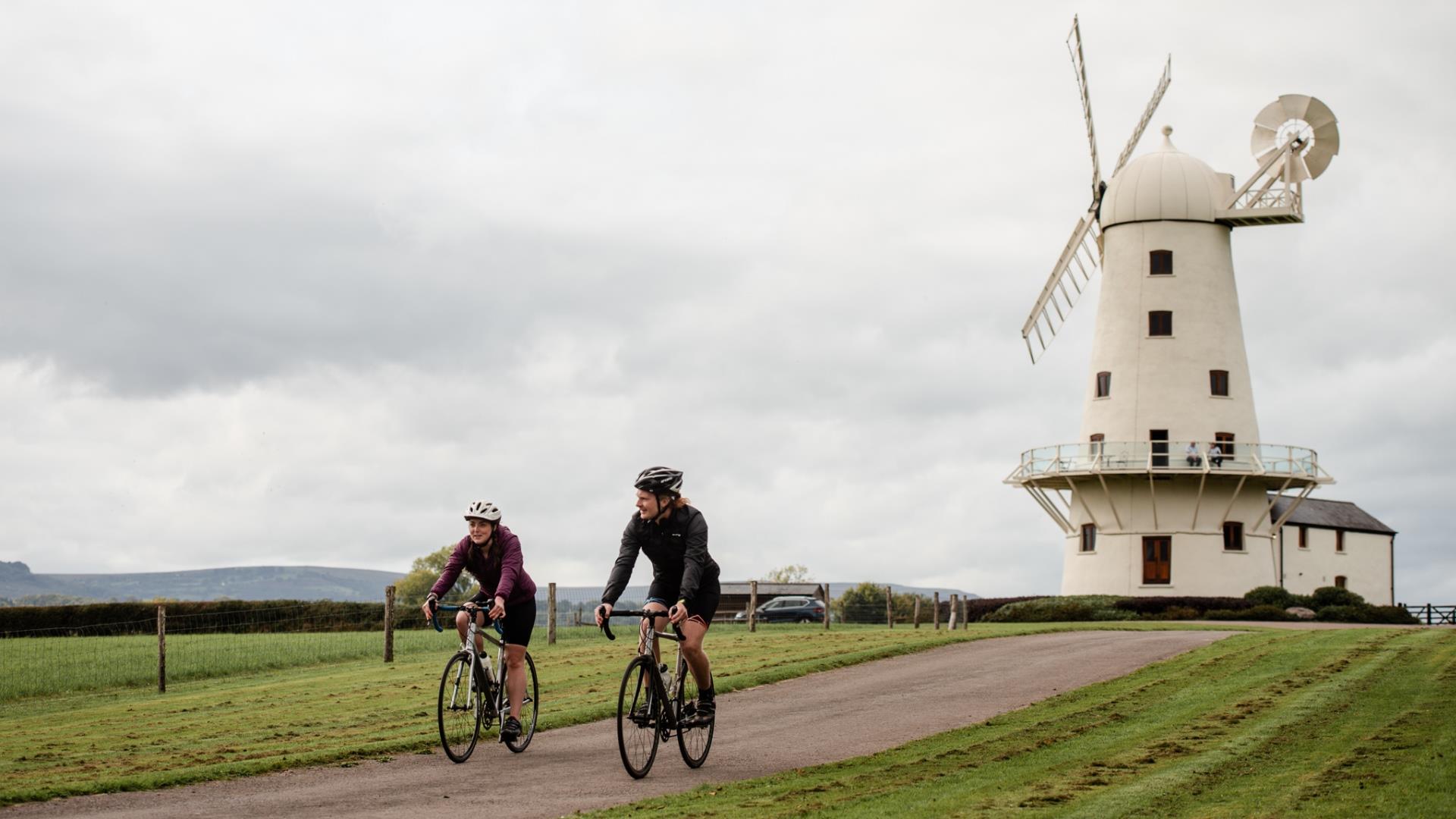 Cycling at Llancayo Windmill