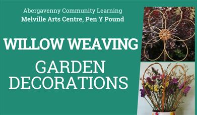 Poster advertising a community workshop in Abergavenny. The left side has a green background with white text reading: “Abergavenny Community Learning,