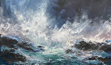 Wild Water Painting sea blue and dramatic