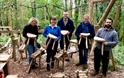 Stool Making course woodworking near Usk Monmouthshire in woodlands