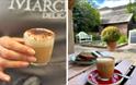 Deli & Coffee Shop in monmouth coffee cups in lovely garden