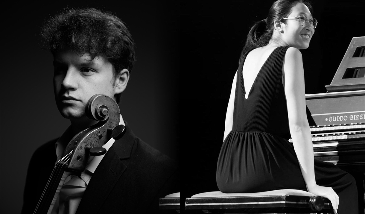 Man with cello and woman at a piano