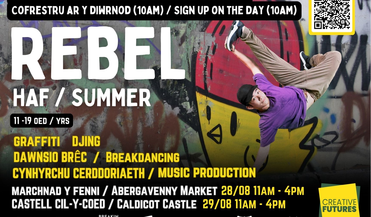 break dancer in front of graffiti-ed wall