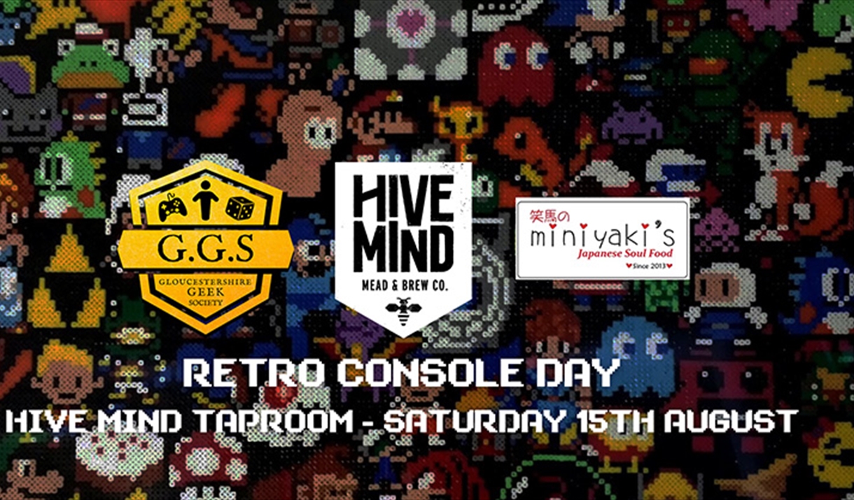 Event banner  -Hive Mind Mead  7Brew, Retro Console Day - Hive Mind Taproom - Saturday 15th August