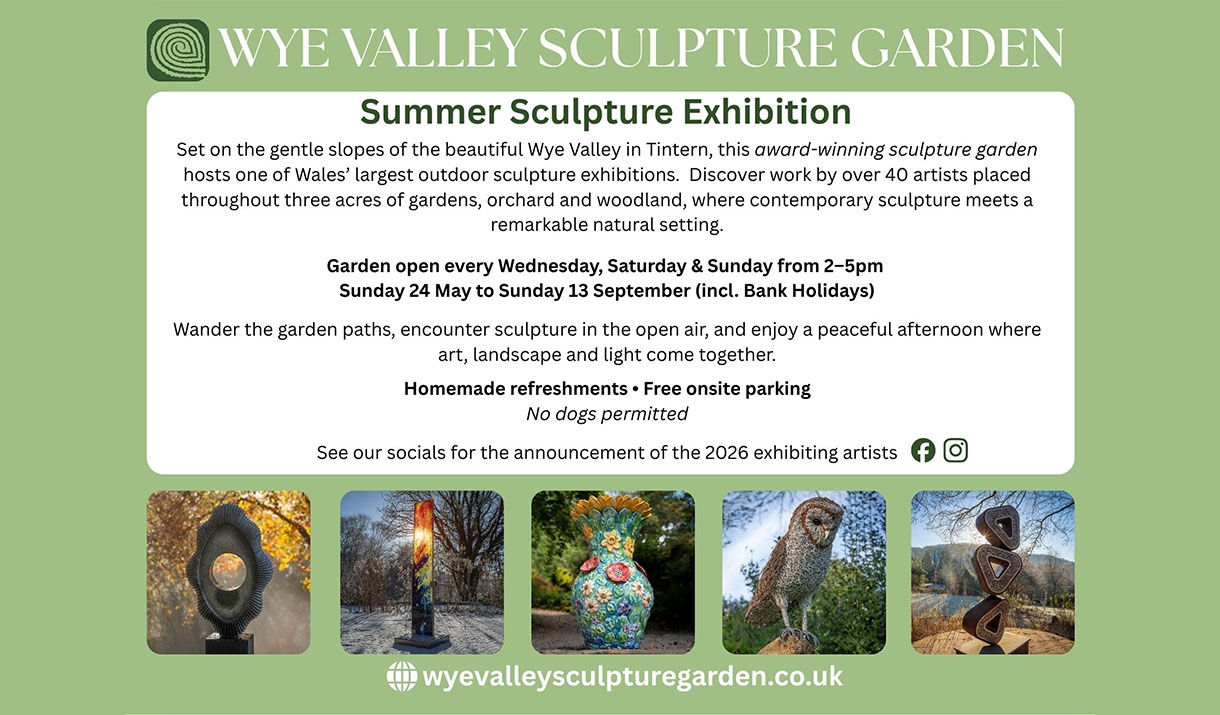 Summer Sculpture Exhibition

Set on the gentle slopes of the beautiful Wye Valley in Tintern, this *award‑winning sculpture garden* hosts one of Wales