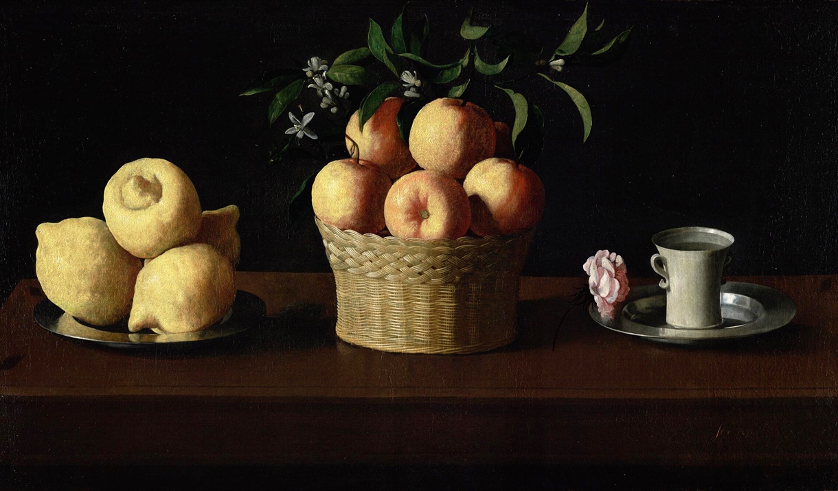 Zurburan Still life with lemons, oranges and a rose 1633