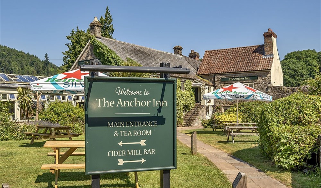 The Anchor Inn sign post in tintern