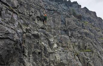 People belaying rock climbers