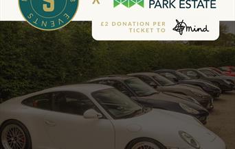 Image from Spirit Motor Club promoting a cars and coffee event where £2 from every ticket goes to Mind Mental Health Charity.