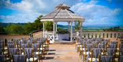 wedding seats and venuw against blue skys on sunny day