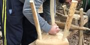 woodworking stool workshop in woodlands near Usk Monmouthshire