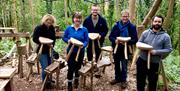 Stool Making course woodworking near Usk Monmouthshire in woodlands