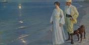 Krøyer Summer evening at Skagen Beach the Artist and his wife 1899