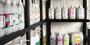 Little Green Refills - The Refillery bottles on shelf in shop in abergavenny