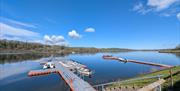 Llandegfedd Lake blue skys and beautiful lake with boats in south wales