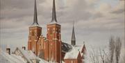 Roed A street in Roskilde - in the background the cathedral 1836