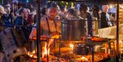 Abergavenny Food Festival cooking at night market