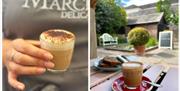 Deli & Coffee Shop in monmouth coffee cups in lovely garden