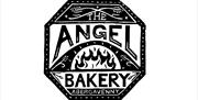 The Angel Bakery abergavenny  logo  black and white image with fire