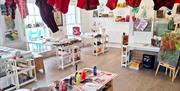 Pawb Arts in Abergavenny room  showing craft items