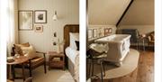 The Royal George bedroom and bathroom high end accommodation